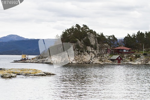 Image of house at coastline on small island