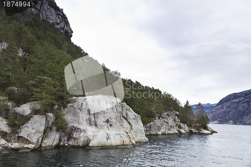 Image of steep rock at coast in norway