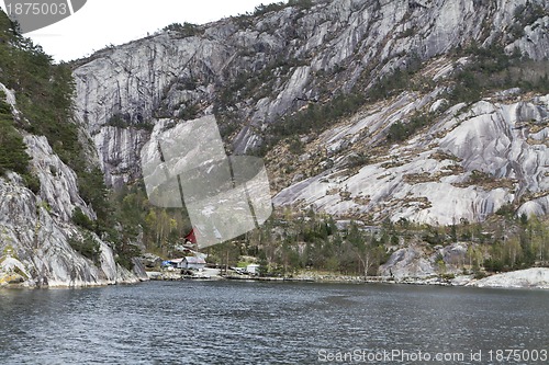 Image of landscape in norway - coastline in fjord