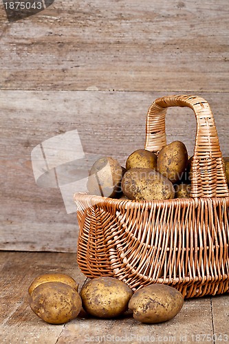 Image of basket with fresh potatoes