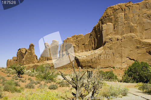 Image of Red rock wall from Arches National Park, Moab, Utah