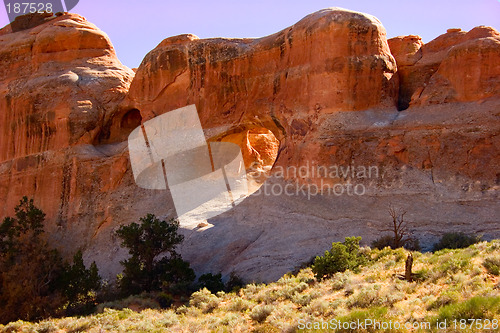 Image of Rock wall (with hole) from Arches national Park, Moab, Utah