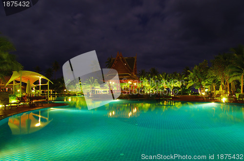 Image of  pool in night illumination