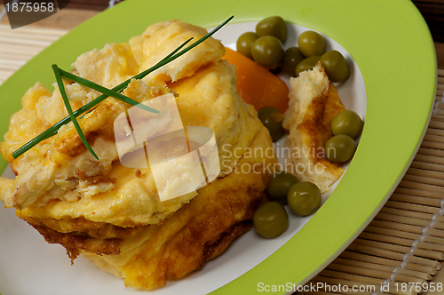 Image of Fluffy Scrambled Omelet with Green Peas