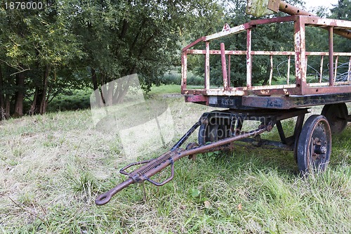 Image of old trailer on meadow
