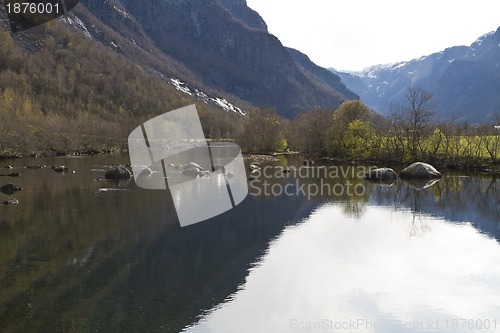 Image of landscape in norway - coastline in fjord