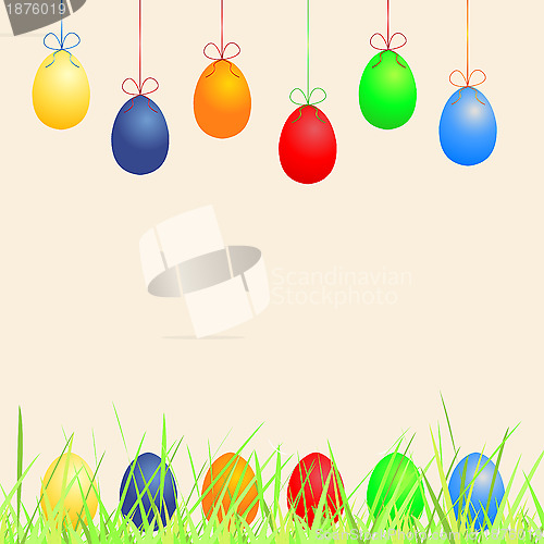 Image of Easter background with eggs and grass