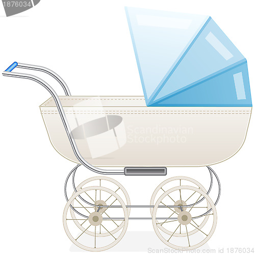 Image of Blue baby stroller for boy