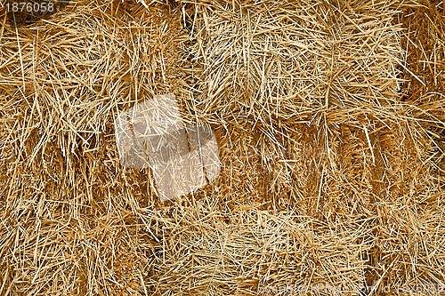 Image of Pile of stacked straw bales 