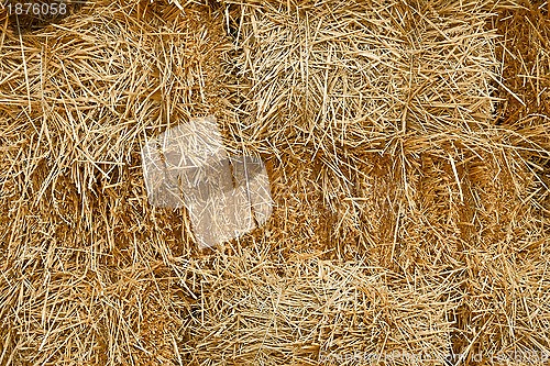 Image of Pile of stacked straw bales 