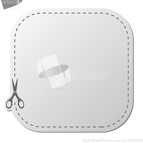 Image of Paper sticker with scissors and dash line