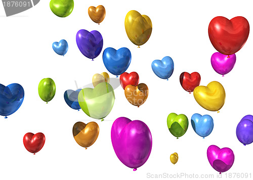 Image of colored heart shaped balloons isolated on white