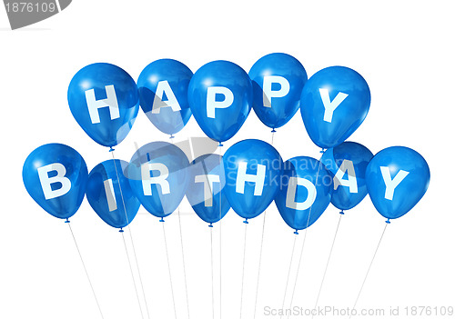 Image of Blue Happy Birthday balloons