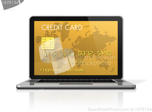 Image of gold credit card on a laptop screen