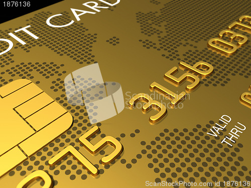 Image of Gold credit card, macro 3D render