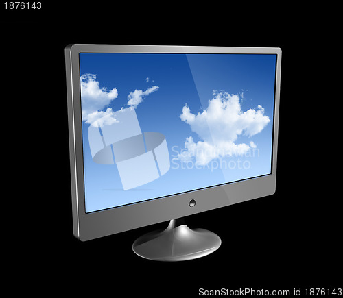 Image of 3D Computer monitor isolated on black