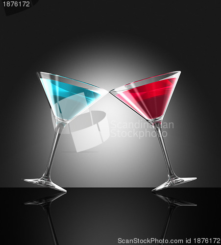 Image of red and blue cocktail glasses