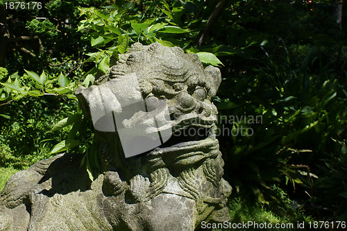 Image of Japanese stone statue of a lion