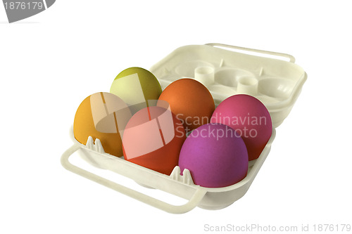 Image of eggbox whith colored eggs