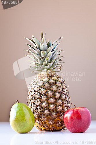 Image of Pineapple, Green Pear and Red Apple