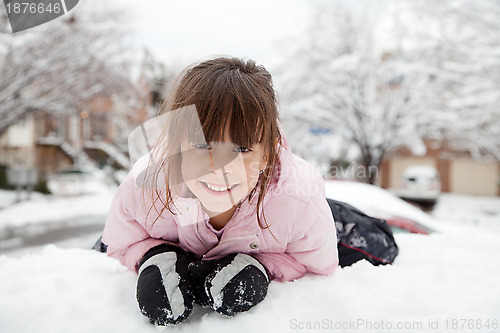 Image of Winter Portrait of a Happy Little Girl