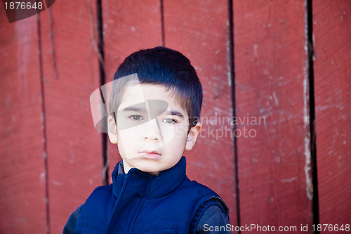 Image of Serious Little Boy Making Eye Contact