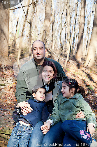 Image of Happy Family Portrait in the Woods