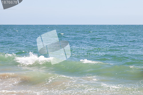 Image of Blue Green Ocean with Breaking Waves