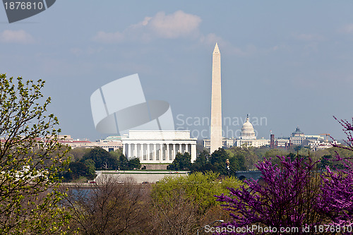 Image of Washington DC Skyline with Lincoln Memorial, Washington Monument