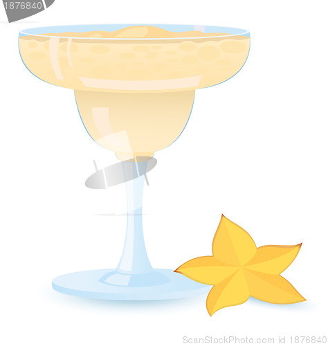 Image of Creamy cocktail with star fruit Raster illustration