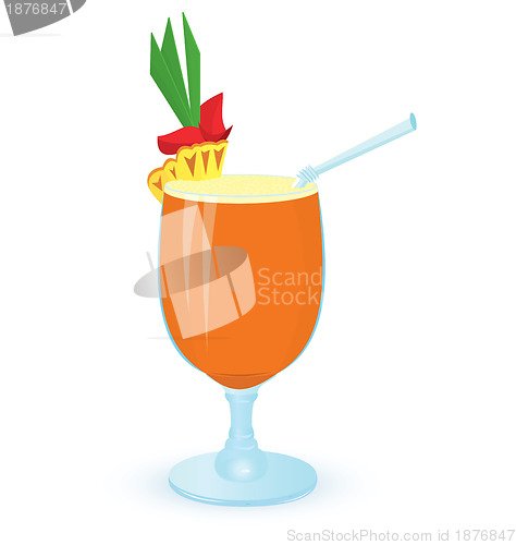 Image of Pineapple cocktail Raster illustration