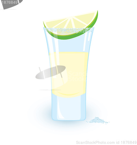 Image of Tequila cocktail slice of lime and some salt Raster illustration