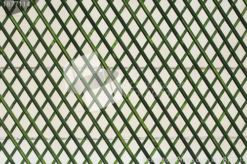 Image of Green wooden lattice wall