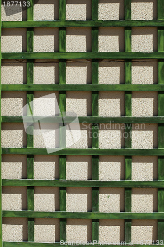 Image of Green wooden lattice wall
