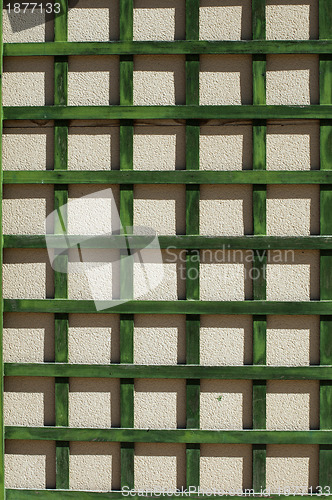 Image of Green wooden lattice wall