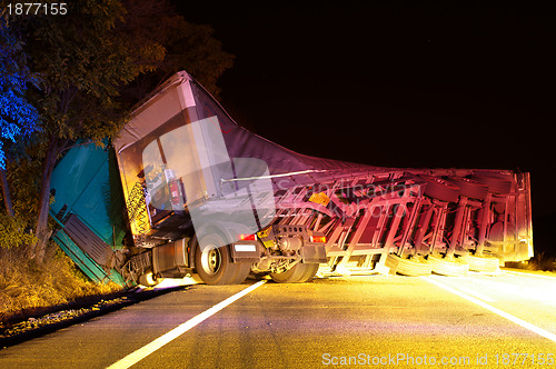 Image of Overturned truck in crash