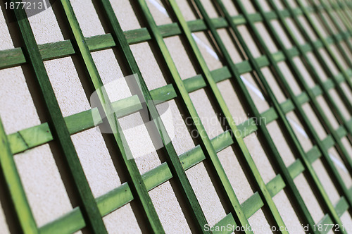 Image of Green wooden lattice wall