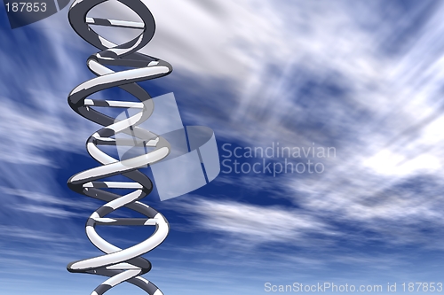 Image of dna on sunny sky
