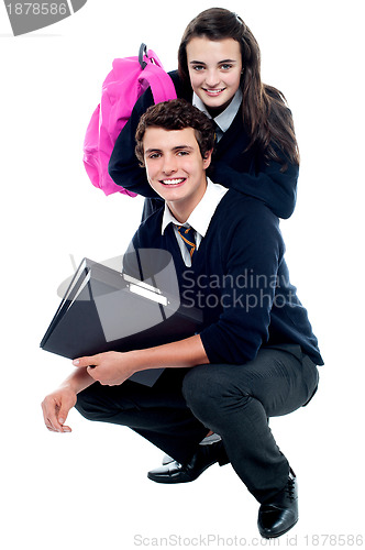 Image of Adorable schoolmates posing together