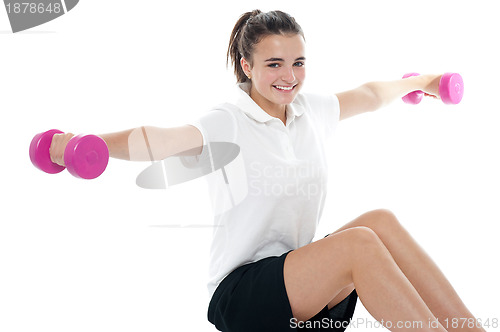 Image of Healthy exercising fitness caucasian teenager