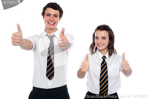 Image of Students showing thumbs up to camera