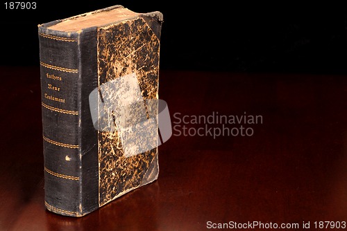 Image of Old German bible standing on a table