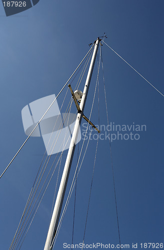 Image of looking up at the mast of a yacht
