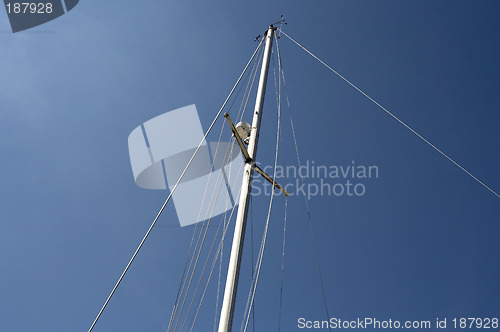 Image of looking up at the mast of a yacht