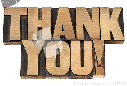 Image of thank you in letterpress wood type