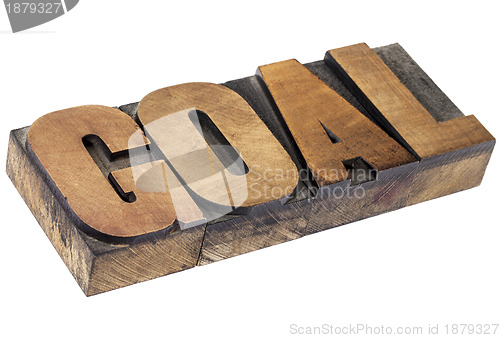 Image of goal word in letterpress wood type