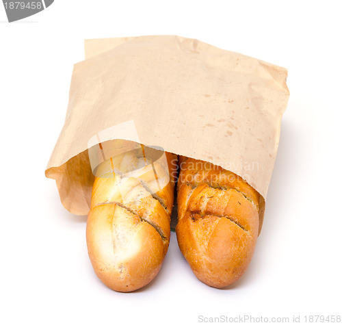 Image of Delicious Baguette in Paper Bag