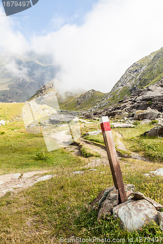 Image of Path sign on Italian Alps