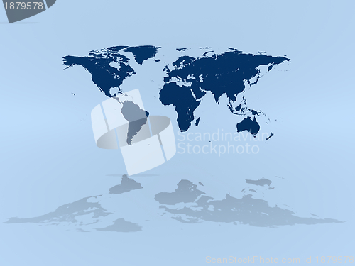 Image of World map on blue