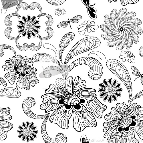 Image of Seamless white floral pattern